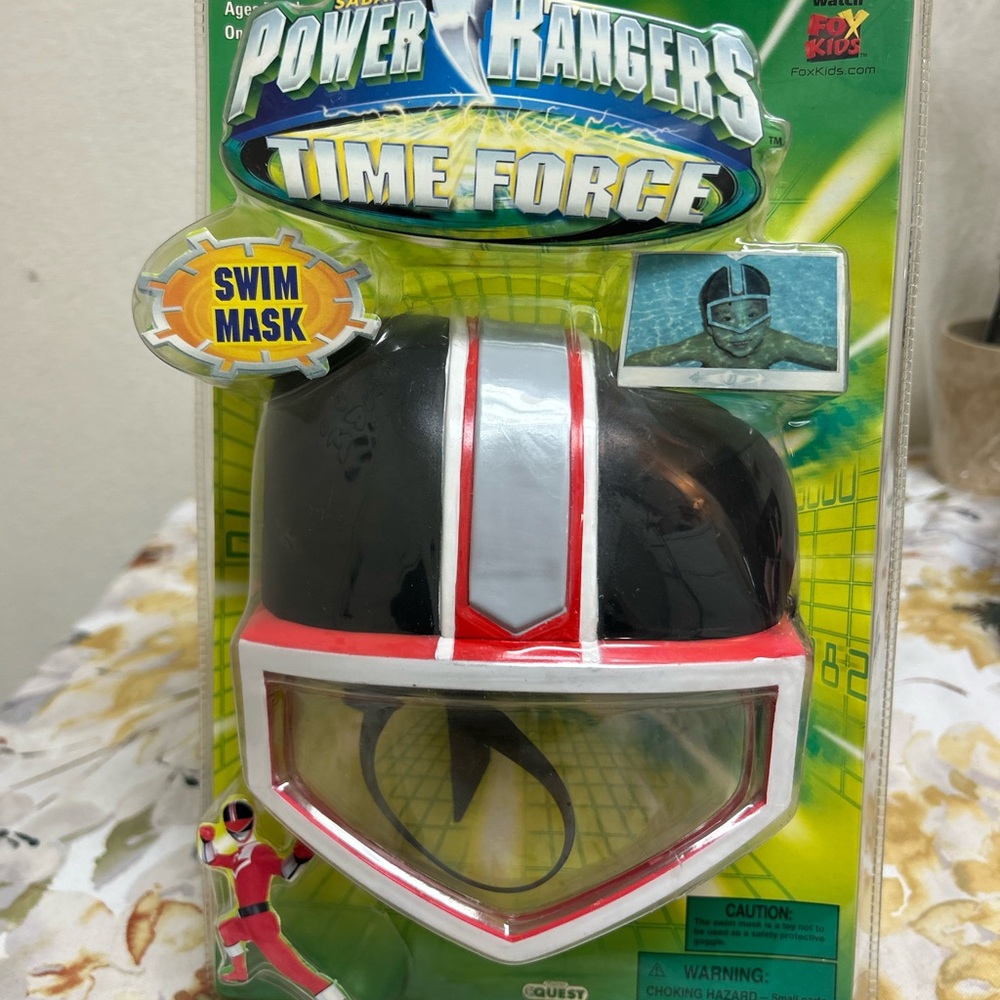 RARE New Vintage SABANs Power Rangers Time Force Swim mask Black Ranger 2001